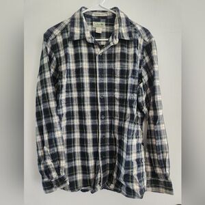L. L. Bean Plaid Flannel Button Up Long Sleeve Traditional Fit Medium